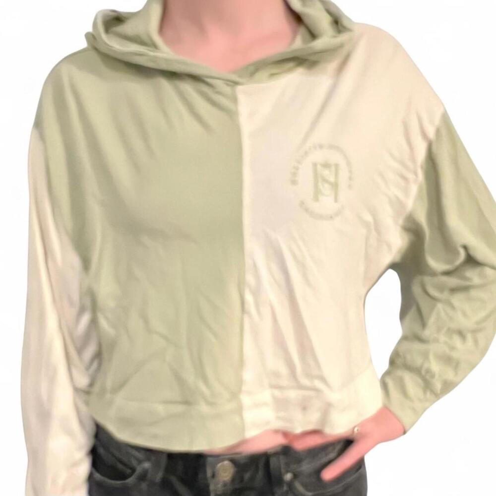 Hollister Sage & Cream Cropped Hoodie , Size Small - Picture 1 of 3
